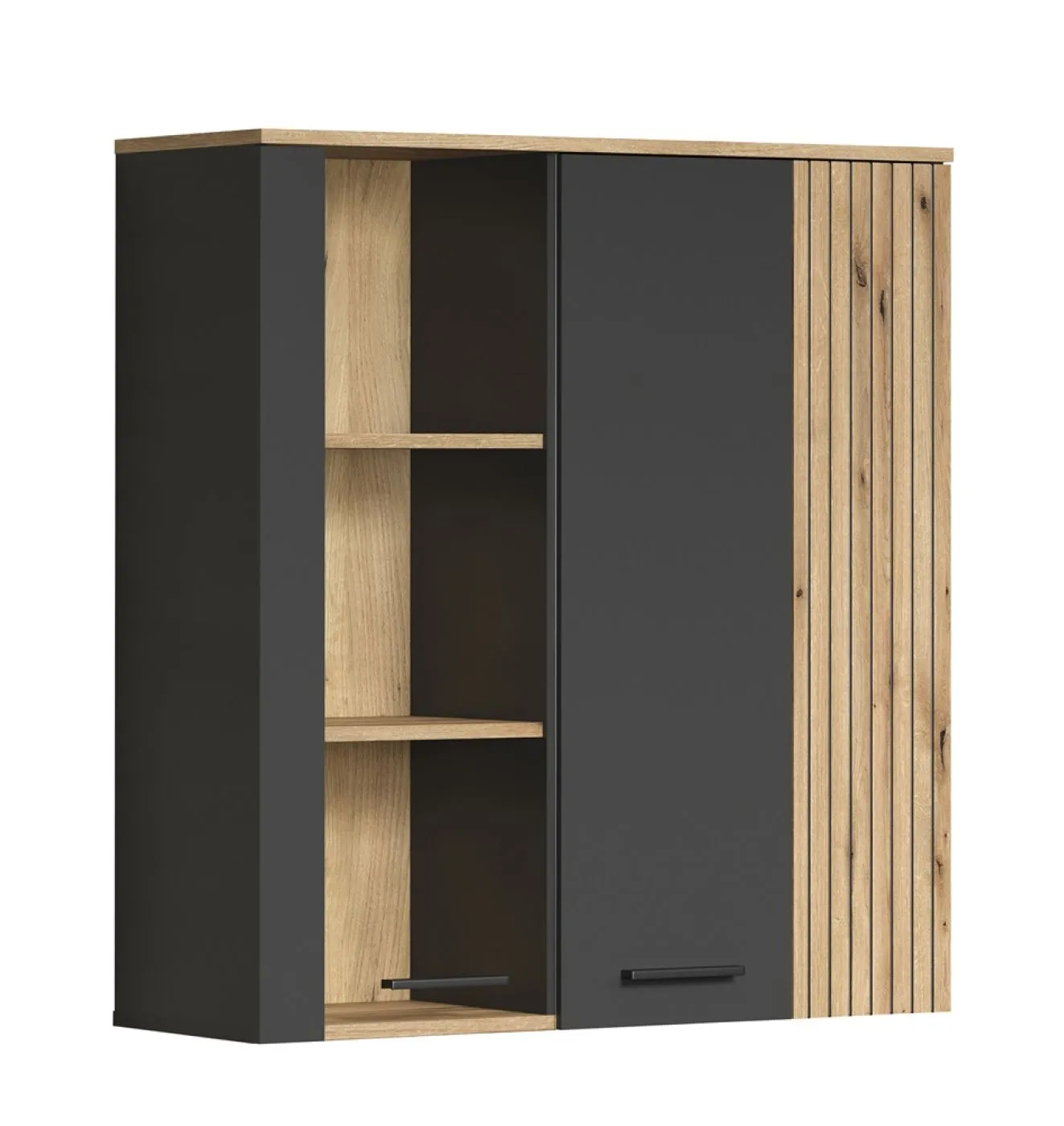Vitrine Esteban | Anthrazit / Coast Evoke Oak ohne Beleuchtung