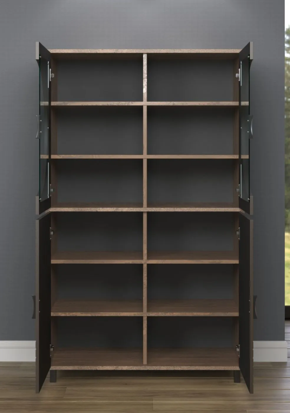 Vitrine Fusion | Rostoptik Rusty Flow / Perlbronze ohne Beleuchtung