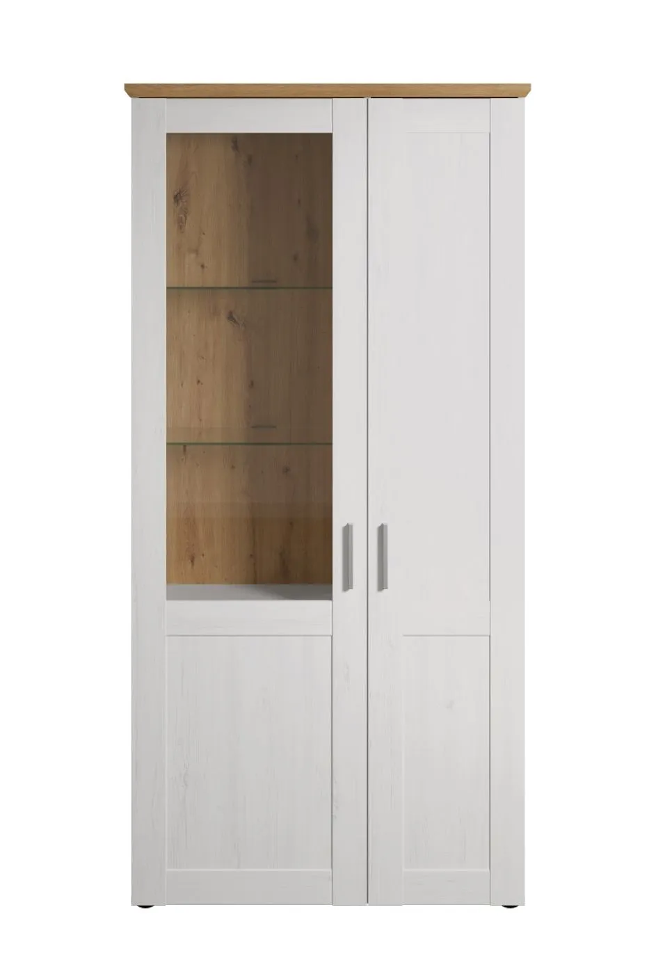 Vitrine groß Shade | Andersen Pinie weiß / Artisan Eiche | Landhausstil | LED Beleuchtung