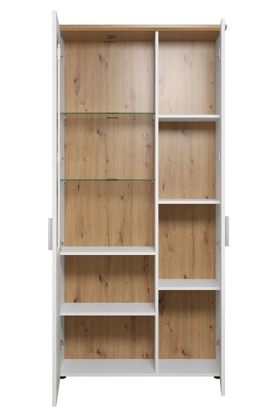 Vitrine groß Shade | Andersen Pinie weiß / Artisan Eiche | Landhausstil | ohne Beleuchtung