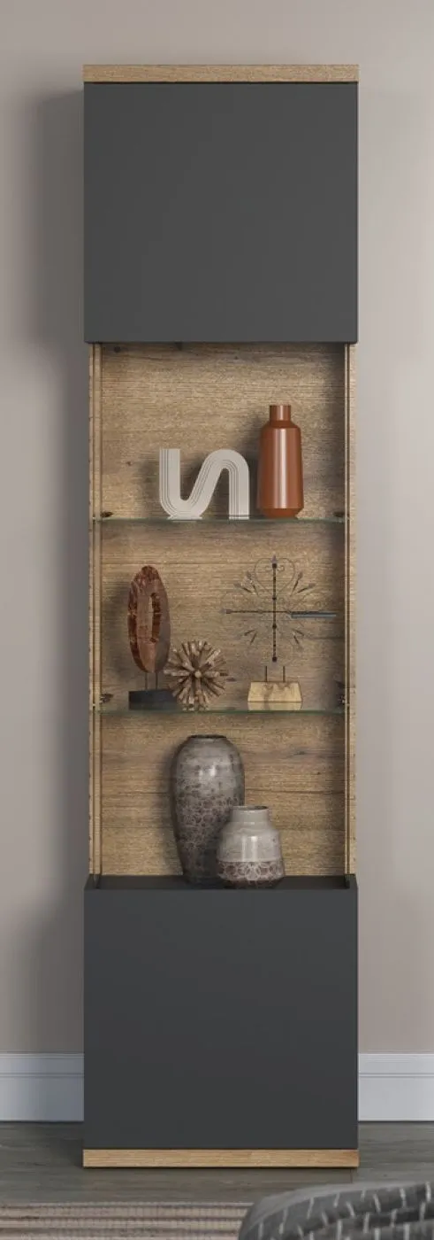 Vitrine Hochschrank Norris | grau / Coast Evoke Oak