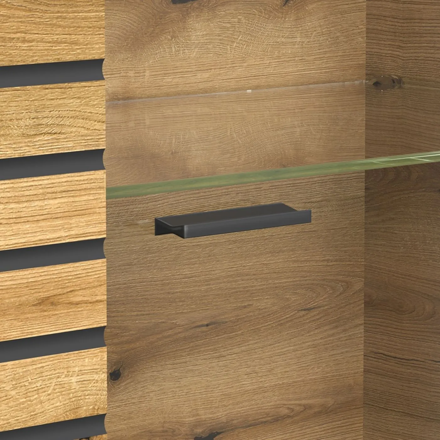 Vitrine Hochschrank Norris | grau / Coast Evoke Oak