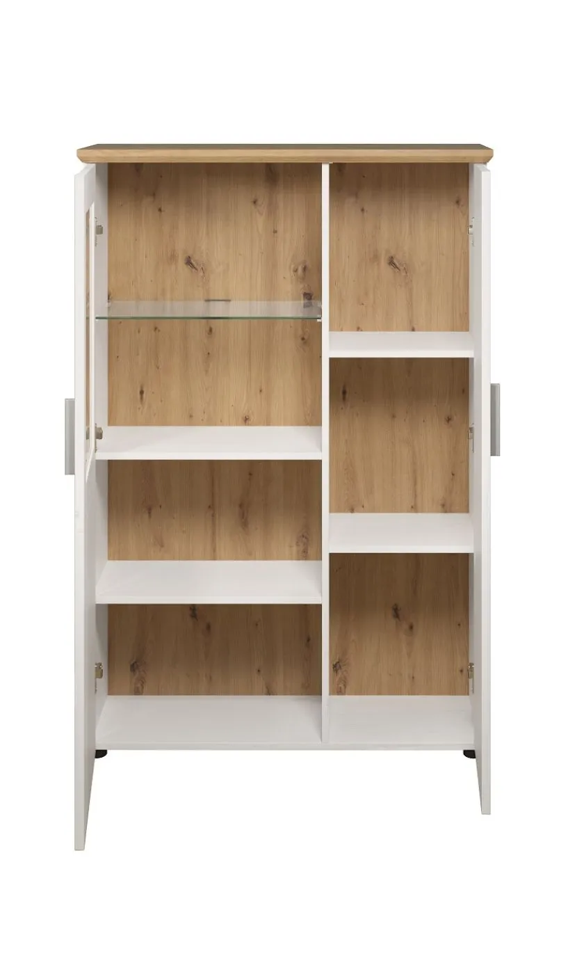 Vitrine klein Shade | Andersen Pinie weiß / Artisan Eiche | Landhausstil | ohne Beleuchtung