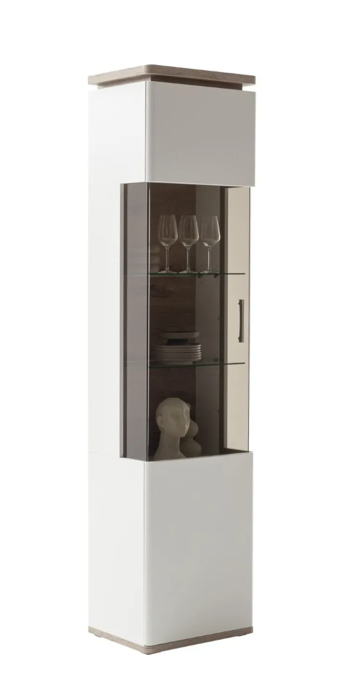 Vitrine Palermo | Soft white / Viking Oak | mit Beleuchtung