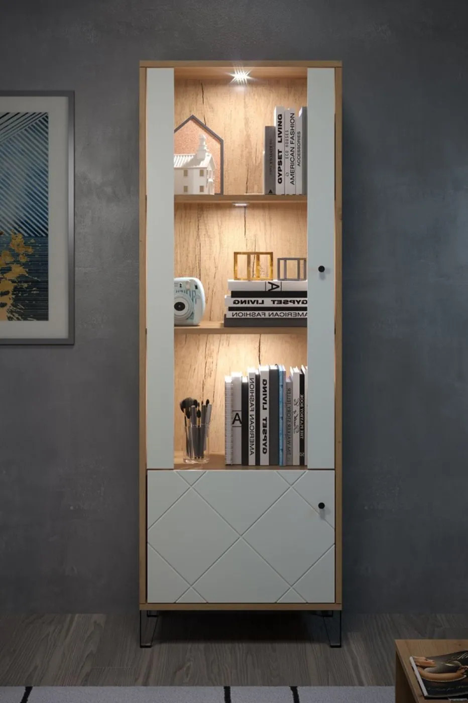 Vitrine Touch | Artisan Eiche / weiß