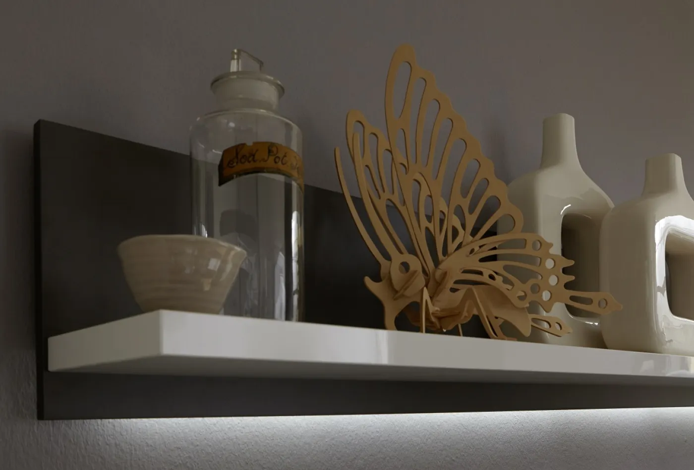 Wandboard Trento 2 | weiß Hochglanz | LED Beleuchtung mit LED Bandbeleuchtung 165 cm
