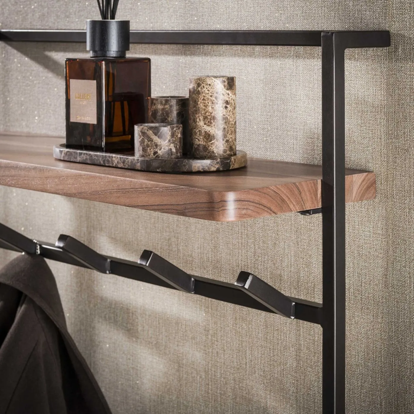 Wandgarderobe Garderobenpaneel Eik | 10 Haken | Akazie massiv | braun