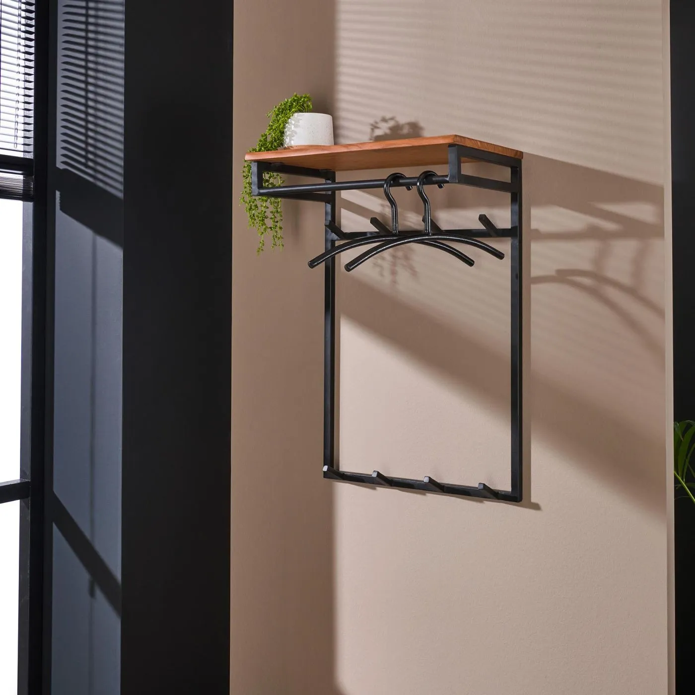 Wandgarderobe Garderobenpaneel Keno 8 Haken | Akazie massiv | natur