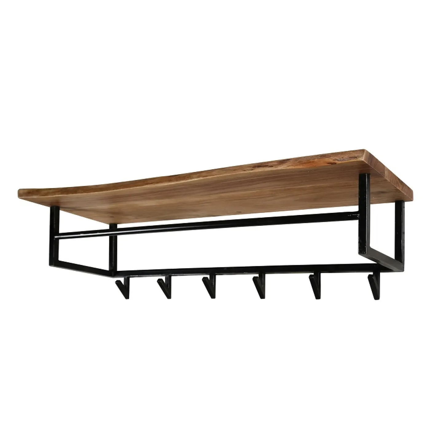 Wandgarderobe Garderobenpaneel Kes mit Hutablage & 6 Haken | Akazie massiv