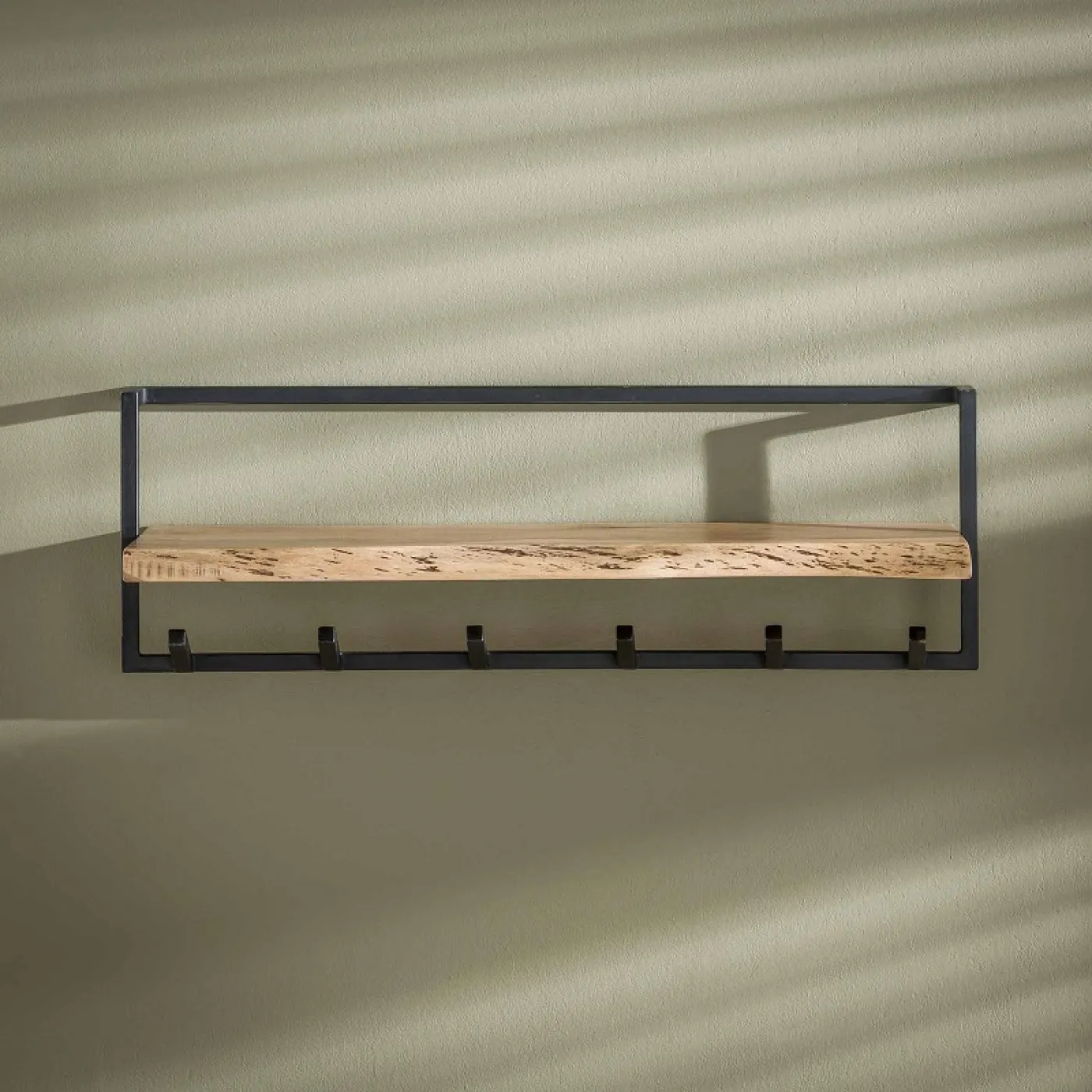 Wandgarderobe Garderobenpaneel Shani 6 Haken | Akazie massiv | natur