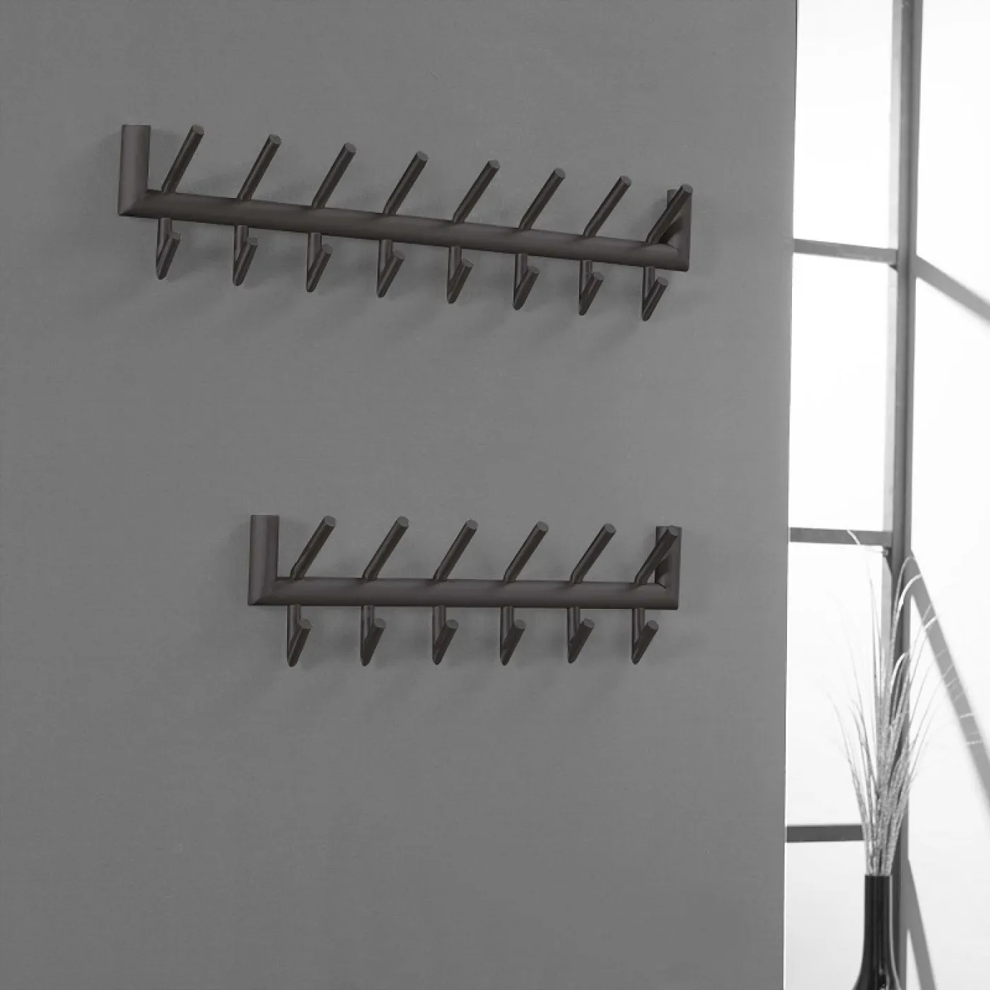 Wandgarderobe Garderobenpaneel Torino 2x8 Haken | Stahl | dunkelgrau