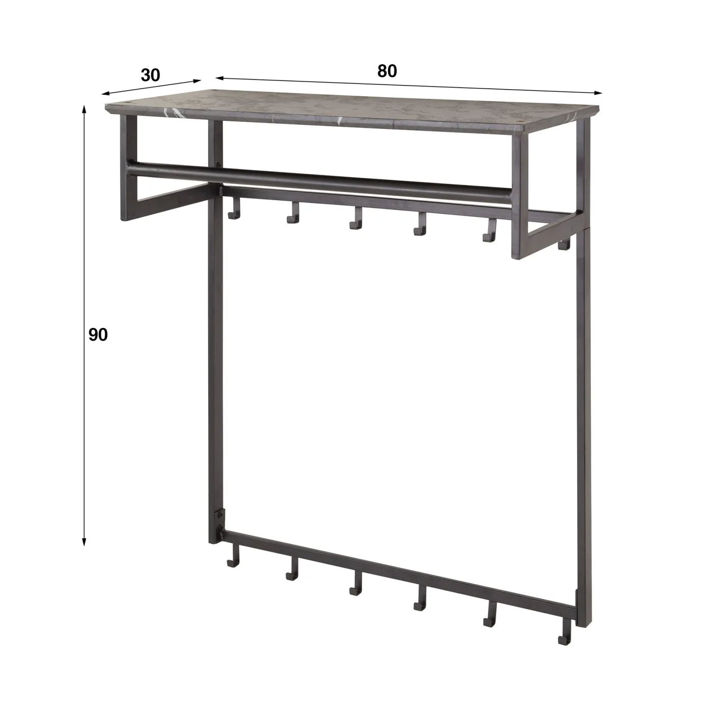 Wandgarderobe Hanga | Melamin | schwarz braun | 12 Haken