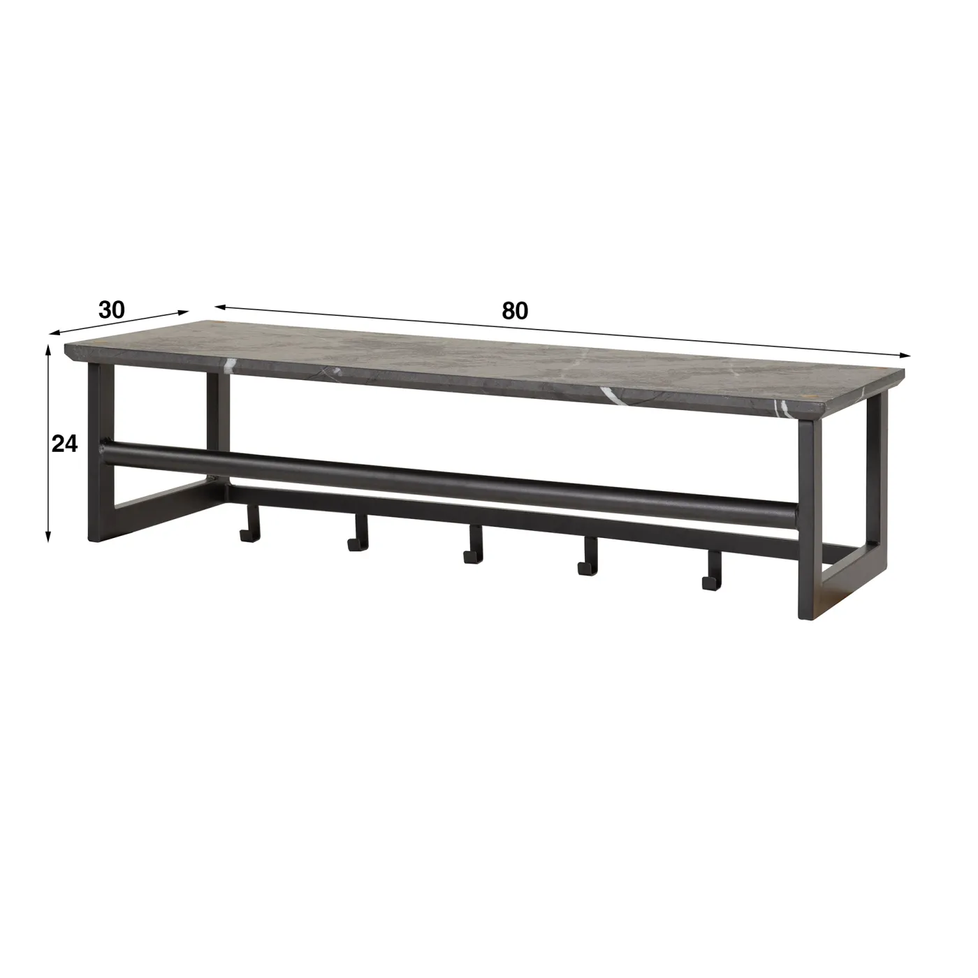Wandgarderobe Hanga | Melamin | schwarz braun | 6 Haken
