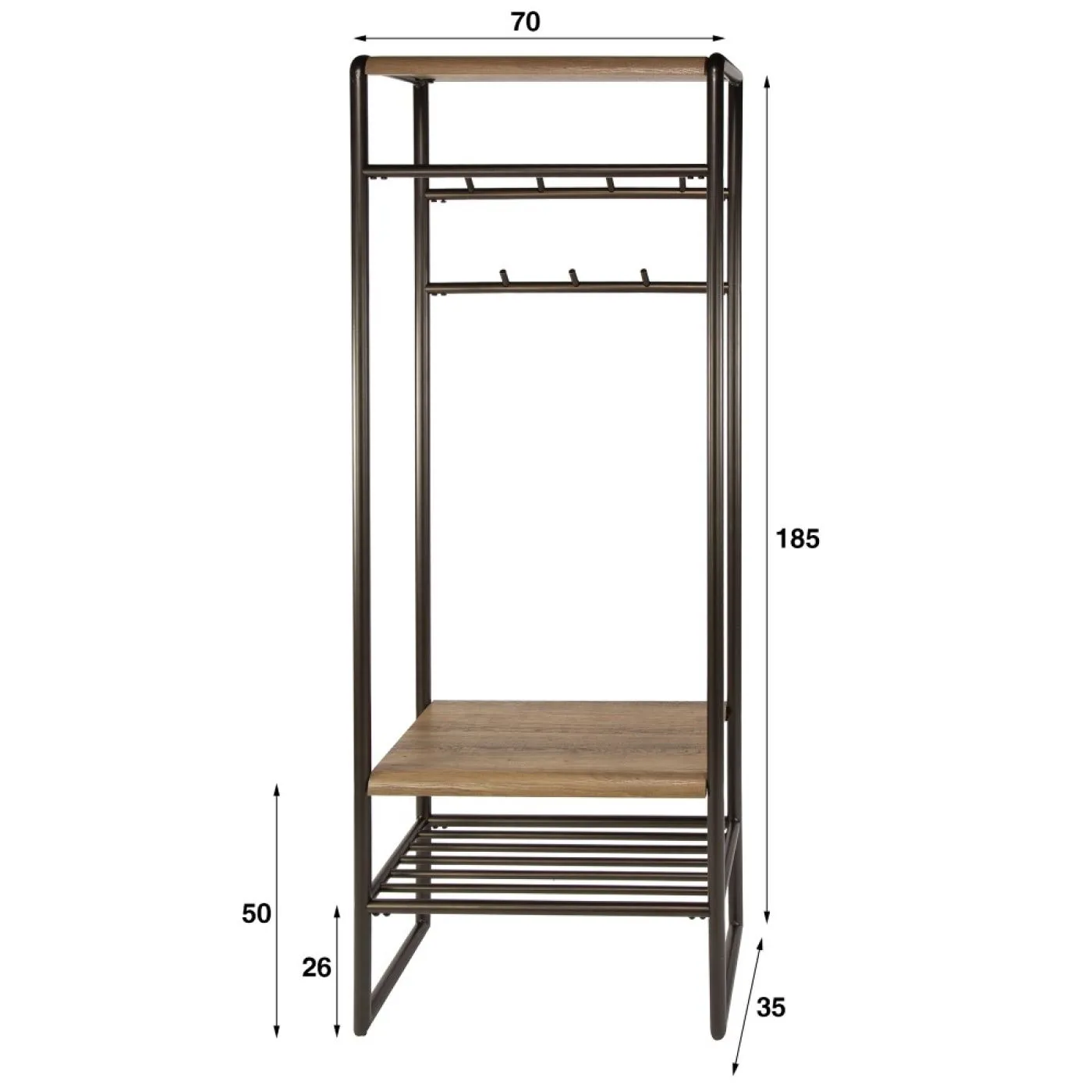 Wandgarderobe Shio | 7 Haken | Eiche | Drift brown