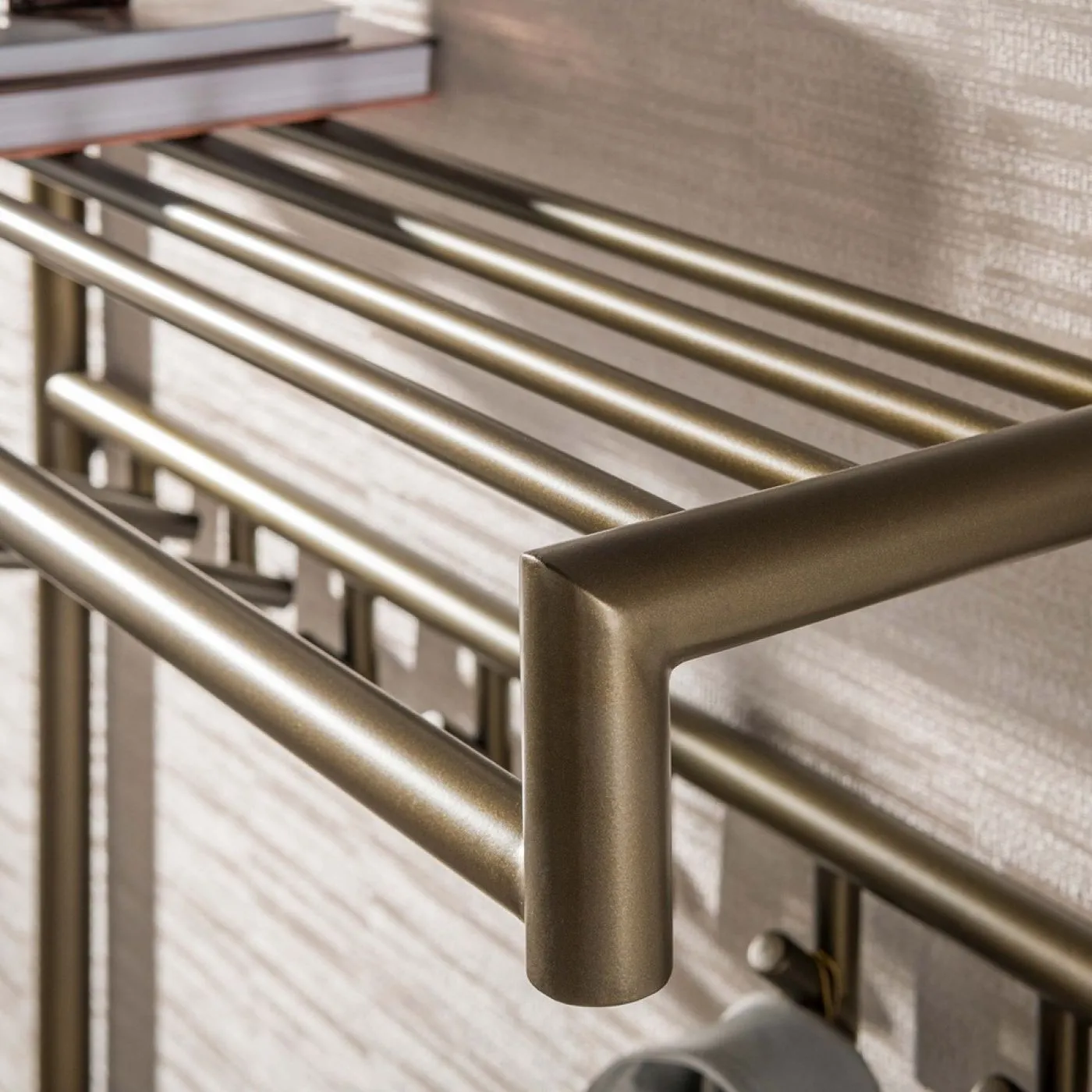 Wandgarderobe Torino | mit 2x7 Haken | Stahl | drift braun