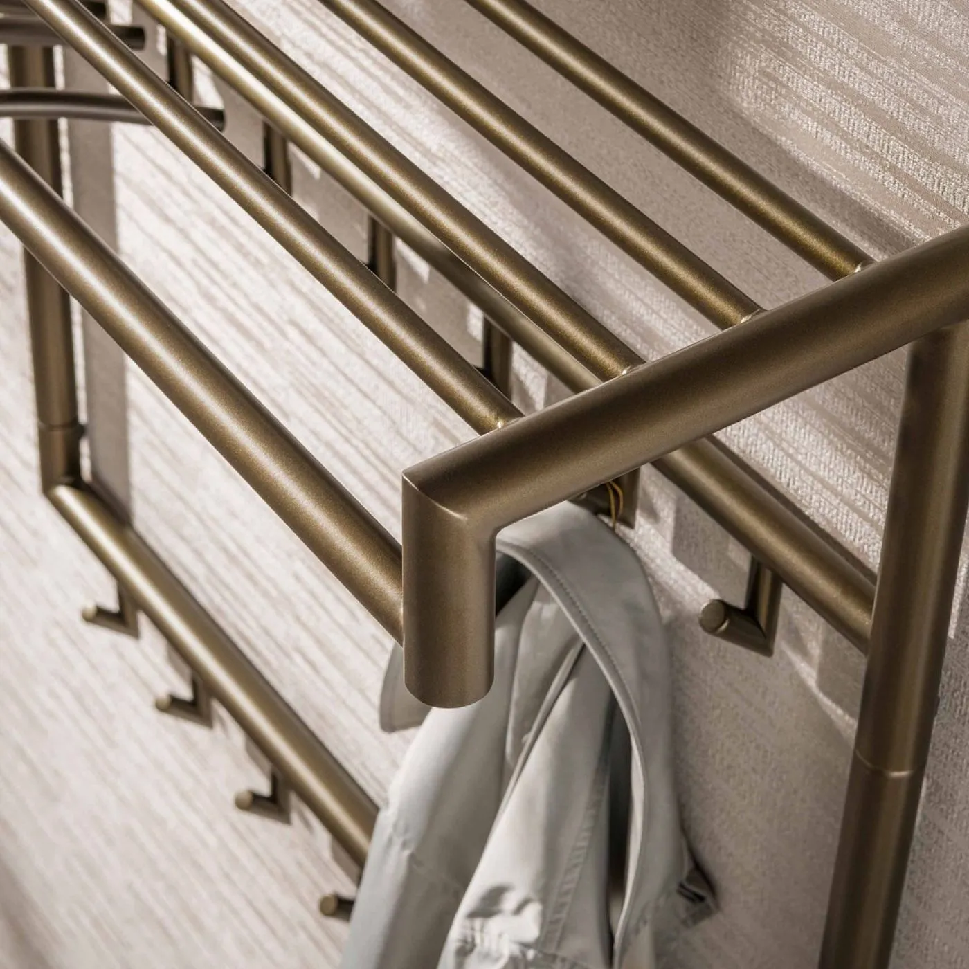 Wandgarderobe Torino | mit 2x7 Haken | Stahl | drift braun