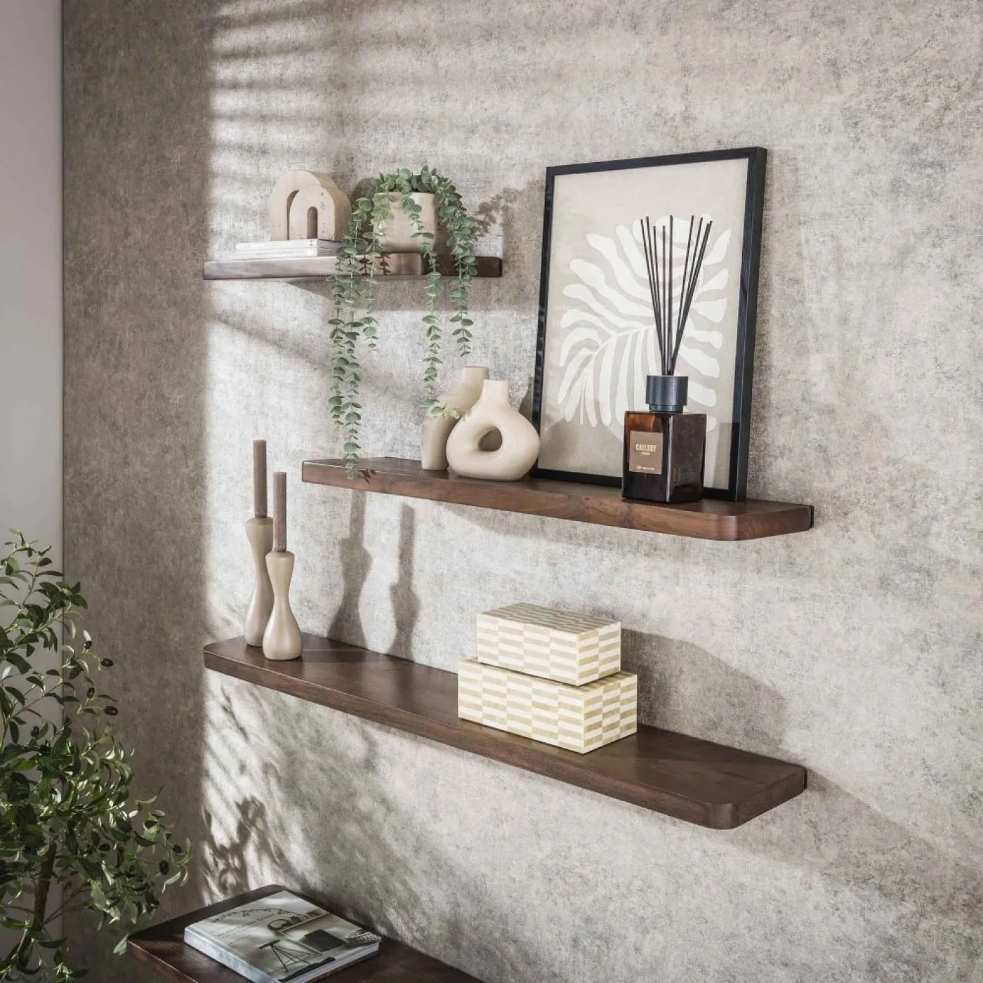 Wandregal Galia | 90cm | Akazie massiv | braun