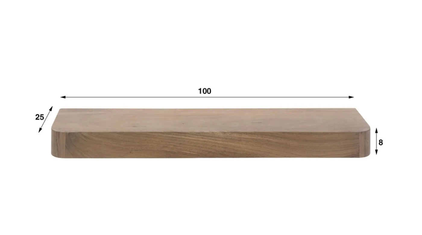 Wandregal Kira | Akazie massiv | braun | 100/150/200 | verschiedene Größen