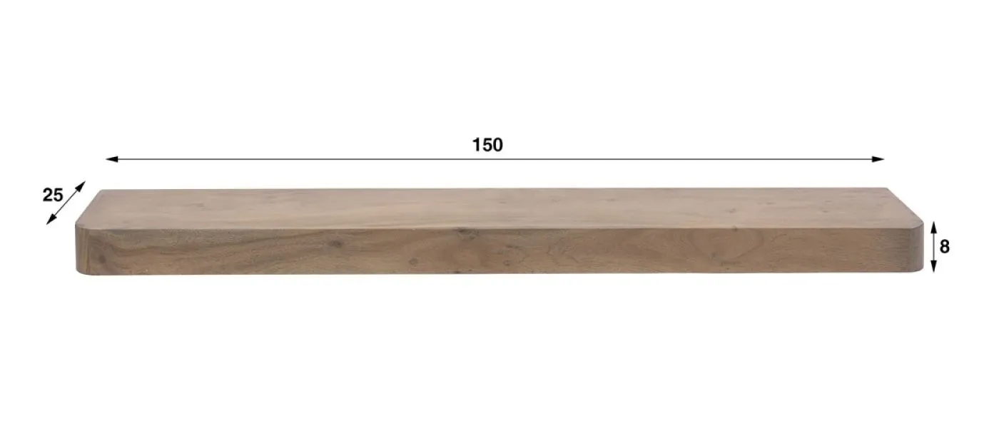 Wandregal Kira | Akazie massiv | braun | 150cm
