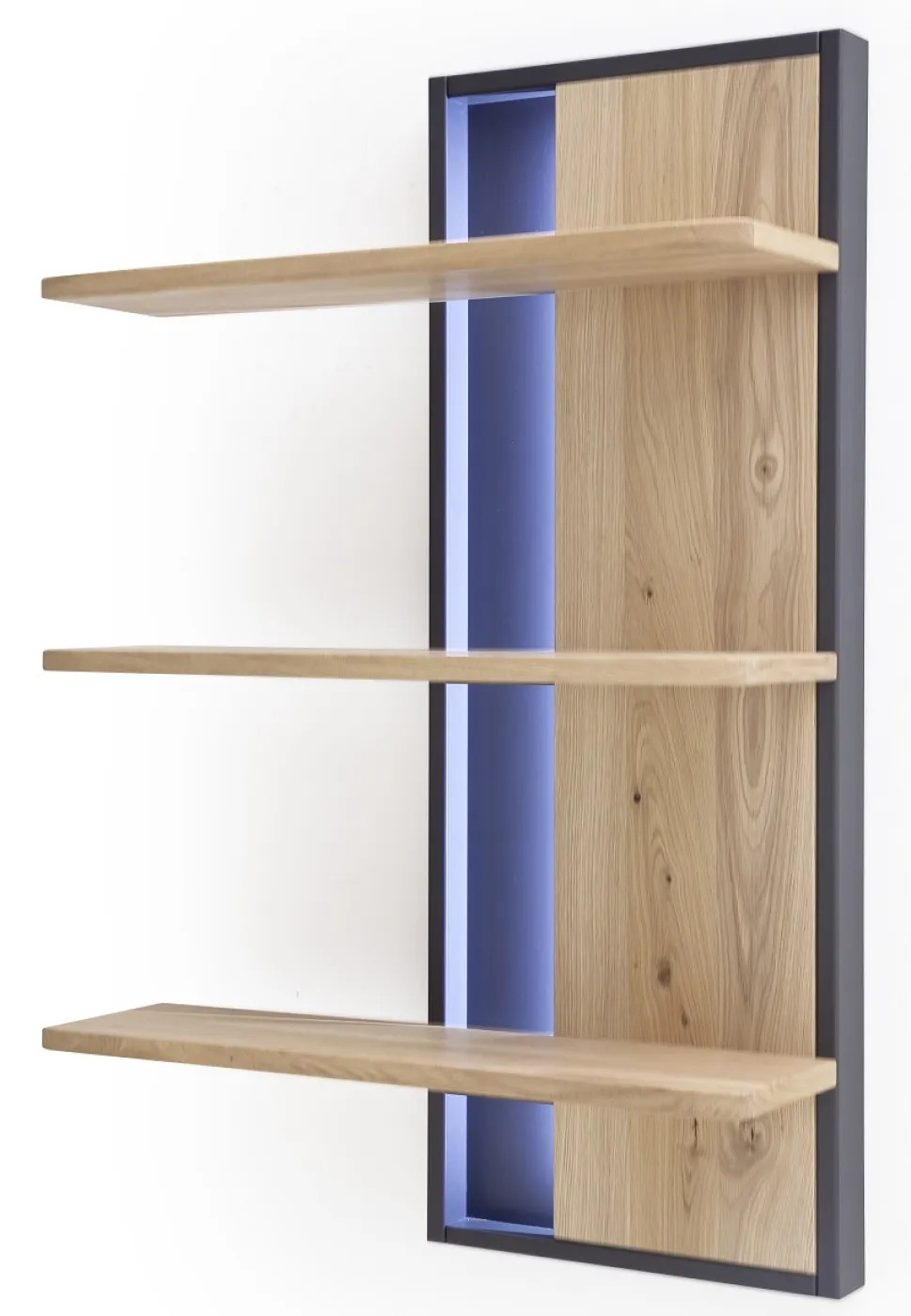 Wandregal Portland | Asteiche Bianco massiv mit LED Band 90 cm