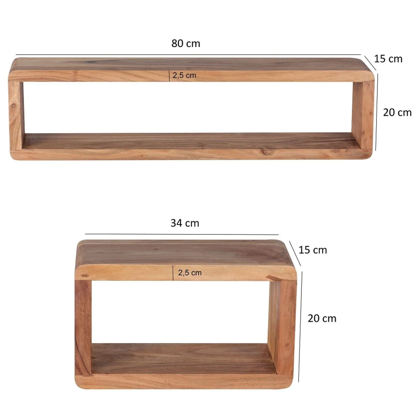 Wandregal Set Boha | 3-teilig | Akazienholz