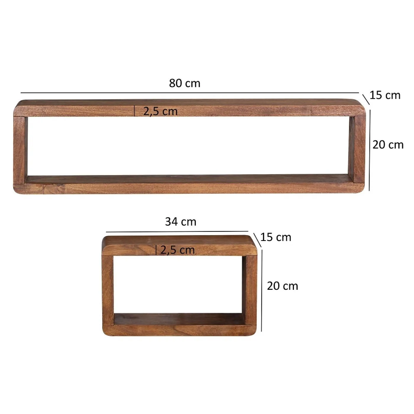 Wandregal Set Boha | 3-teilig | Sheesham holz