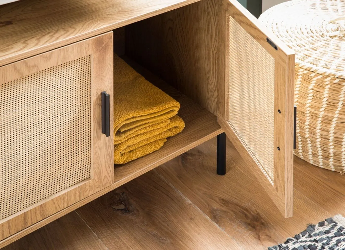 Waschbeckenunterschrank Aletta | braun / schwarz