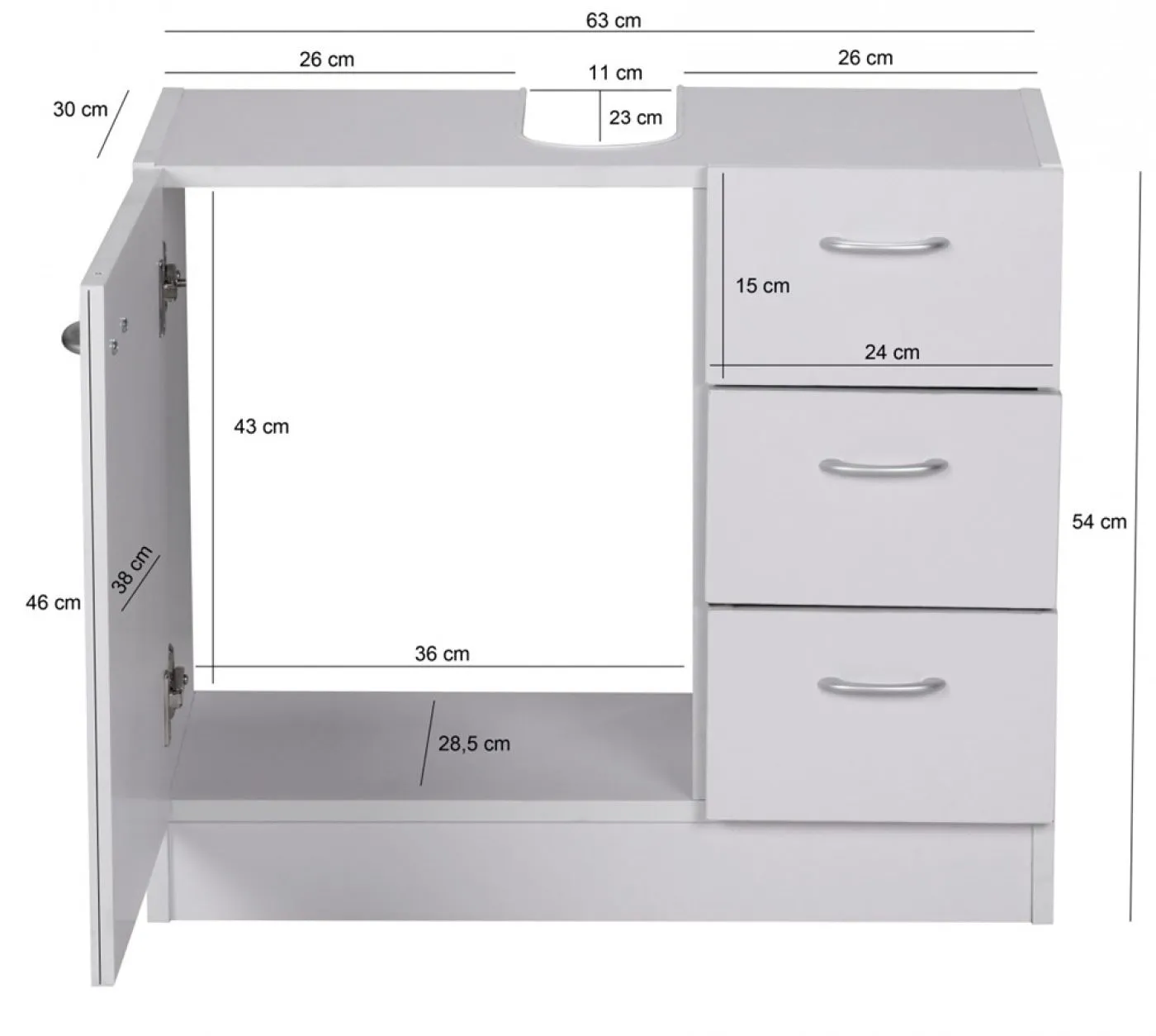 Waschbeckenunterschrank Bathia | mit Schubkästen | weiß