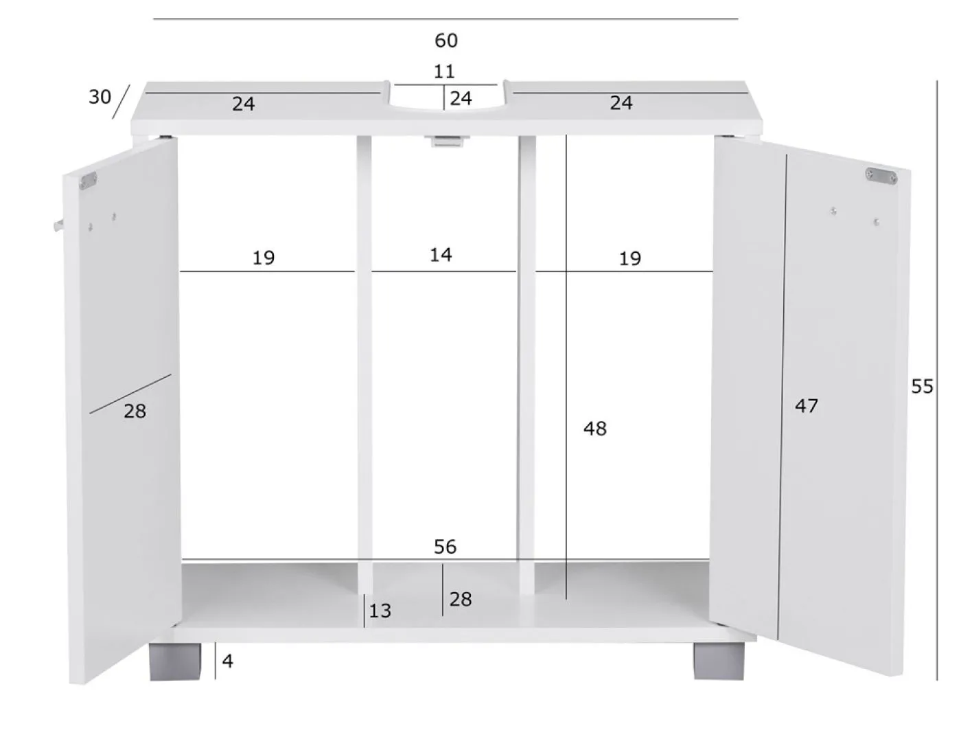 Waschbeckenunterschrank Berit | weiß