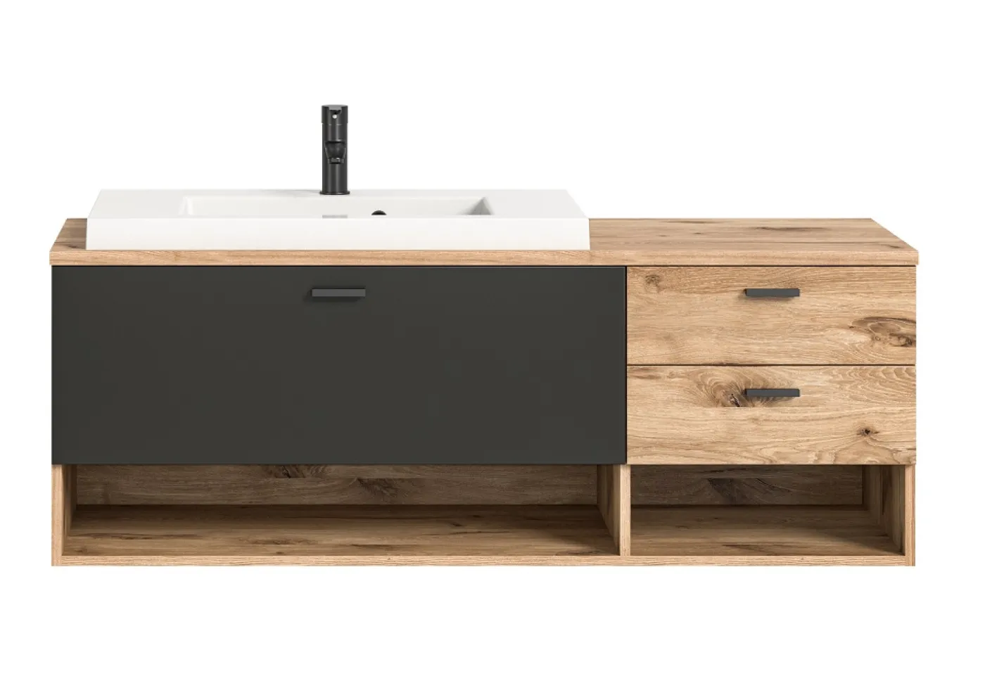 Waschbeckenunterschrank Grado | inkl. Waschbecken | Nox Oak / grau