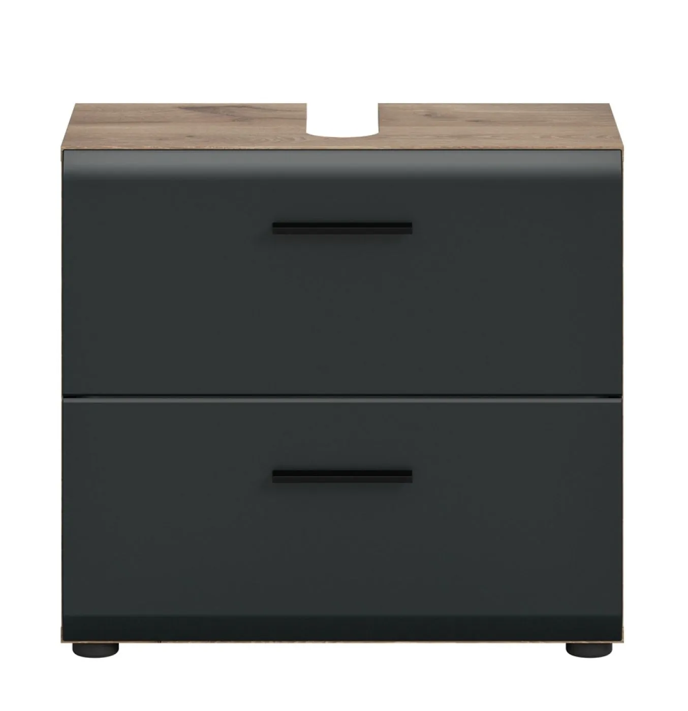 Waschbeckenunterschrank Ice | Nox Oak / schwarz matt