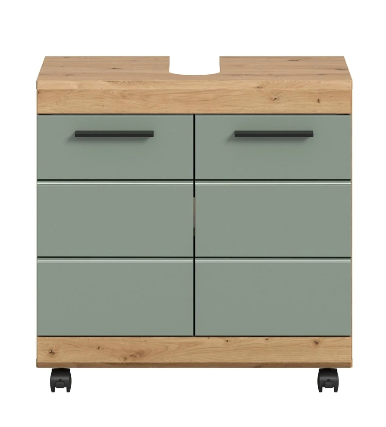 Waschbeckenunterschrank Scout auf Rollen | Salbei / Artisan Eiche