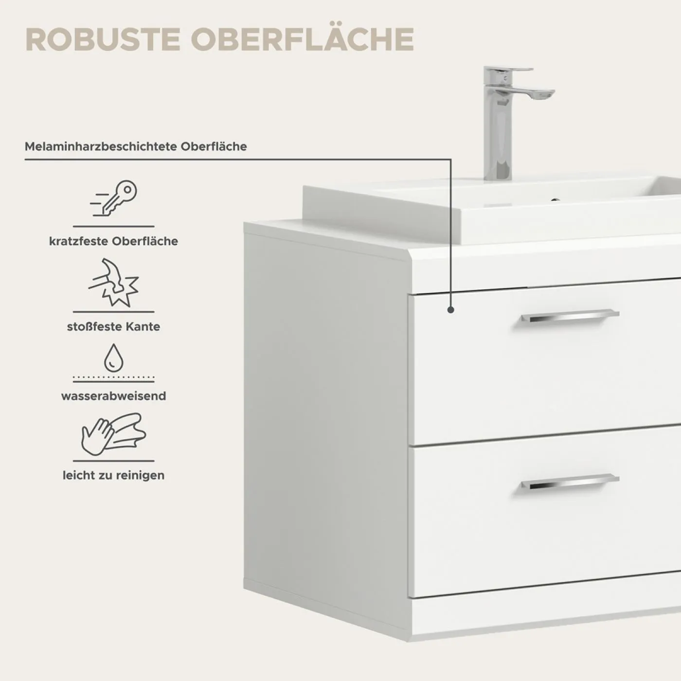 Waschbeckenunterschrank Scout inkl. Waschbecken | weiß Hochglanz / weiß