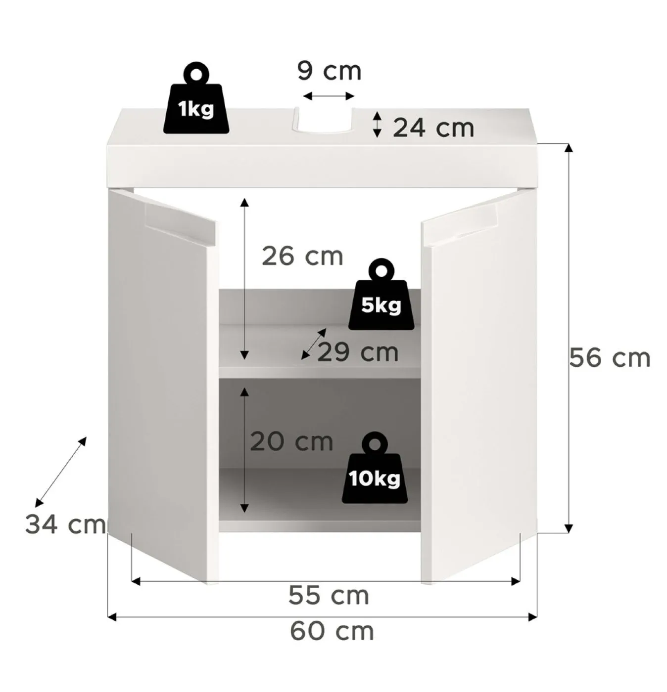 Waschbeckenunterschrank Viana | weiß