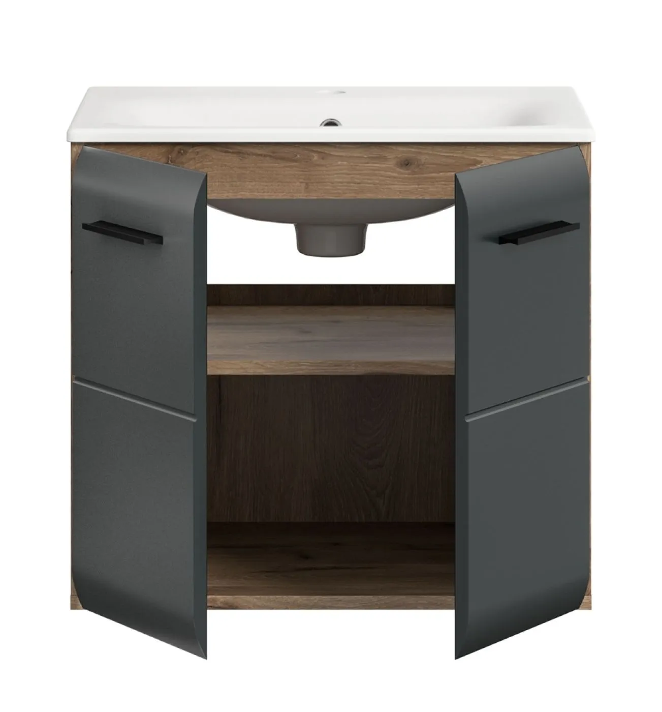 Waschtisch Ice inkl. Waschbecken | Nox Oak / schwarz matt