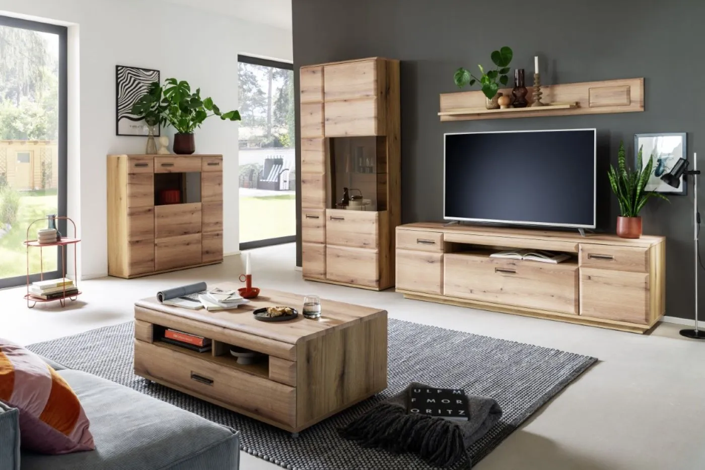 Wohnkombination Naxos 1 | Eiche Evoke | 3-teilig | mit 260 cm Beleuchtung