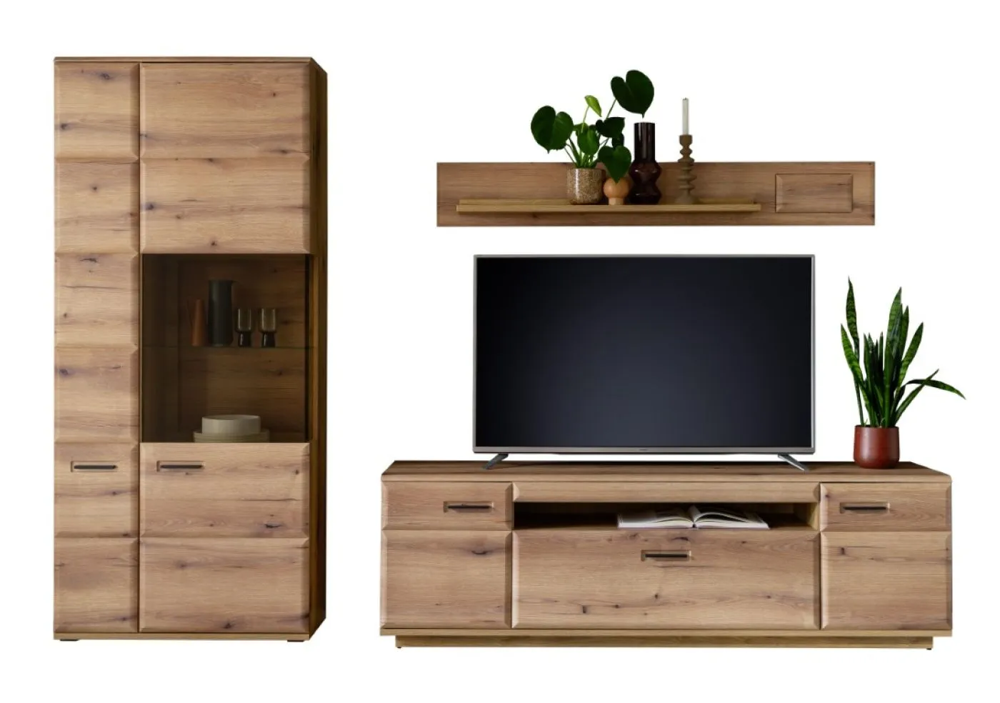 Wohnkombination Naxos 1 | Eiche Evoke | 3-teilig | mit 260 cm Beleuchtung