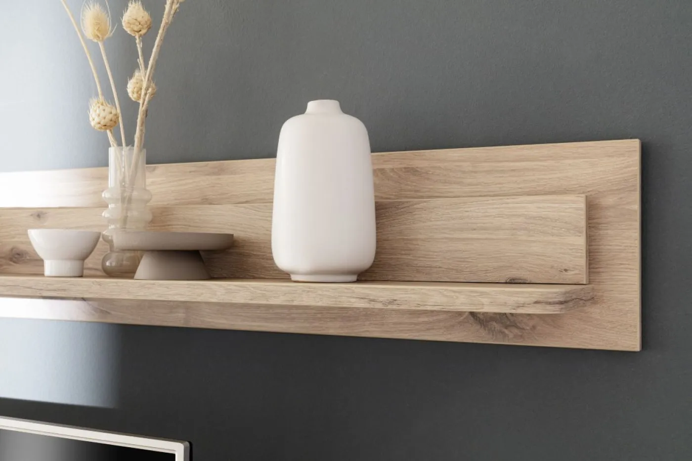 Wohnkombination Palermo 2 | Soft white / Viking Oak | 3-teilig | mit 135 cm Beleuchtung