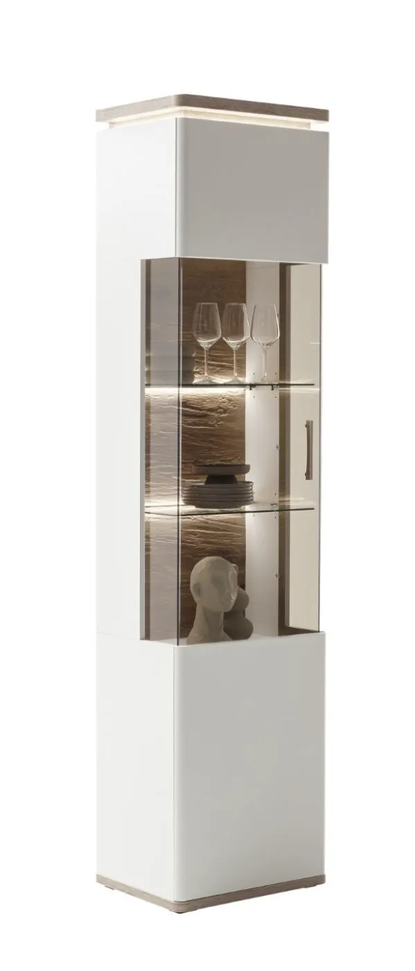 Wohnkombination Palermo 4 | Soft white / Viking Oak | 4-teilig | komplett Beleuchtung