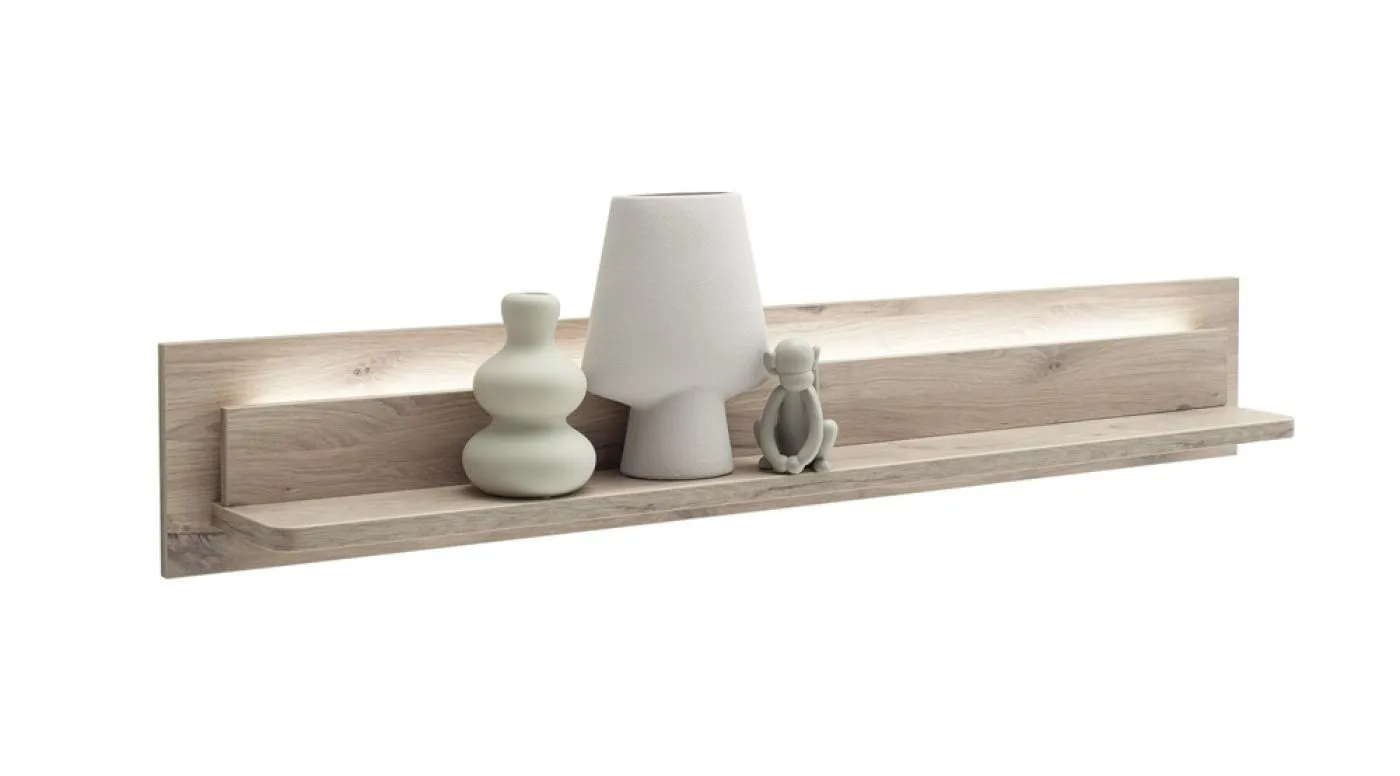 Wohnkombination Palermo 4 | Soft white / Viking Oak | 4-teilig | komplett Beleuchtung