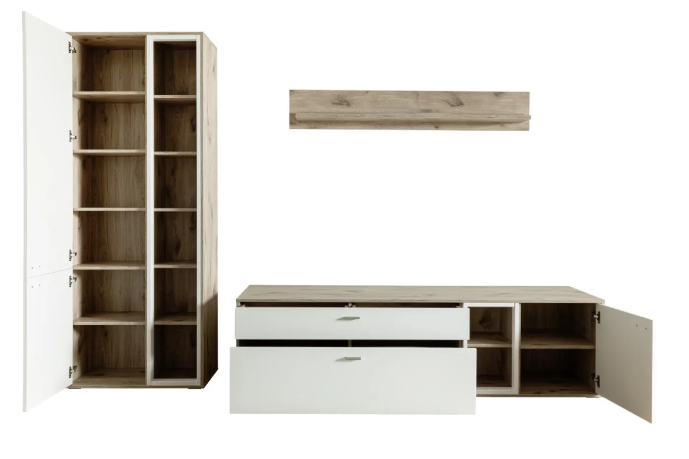 Wohnkombination Santerno 1 | Soft white / Viking Oak | 3-teilig