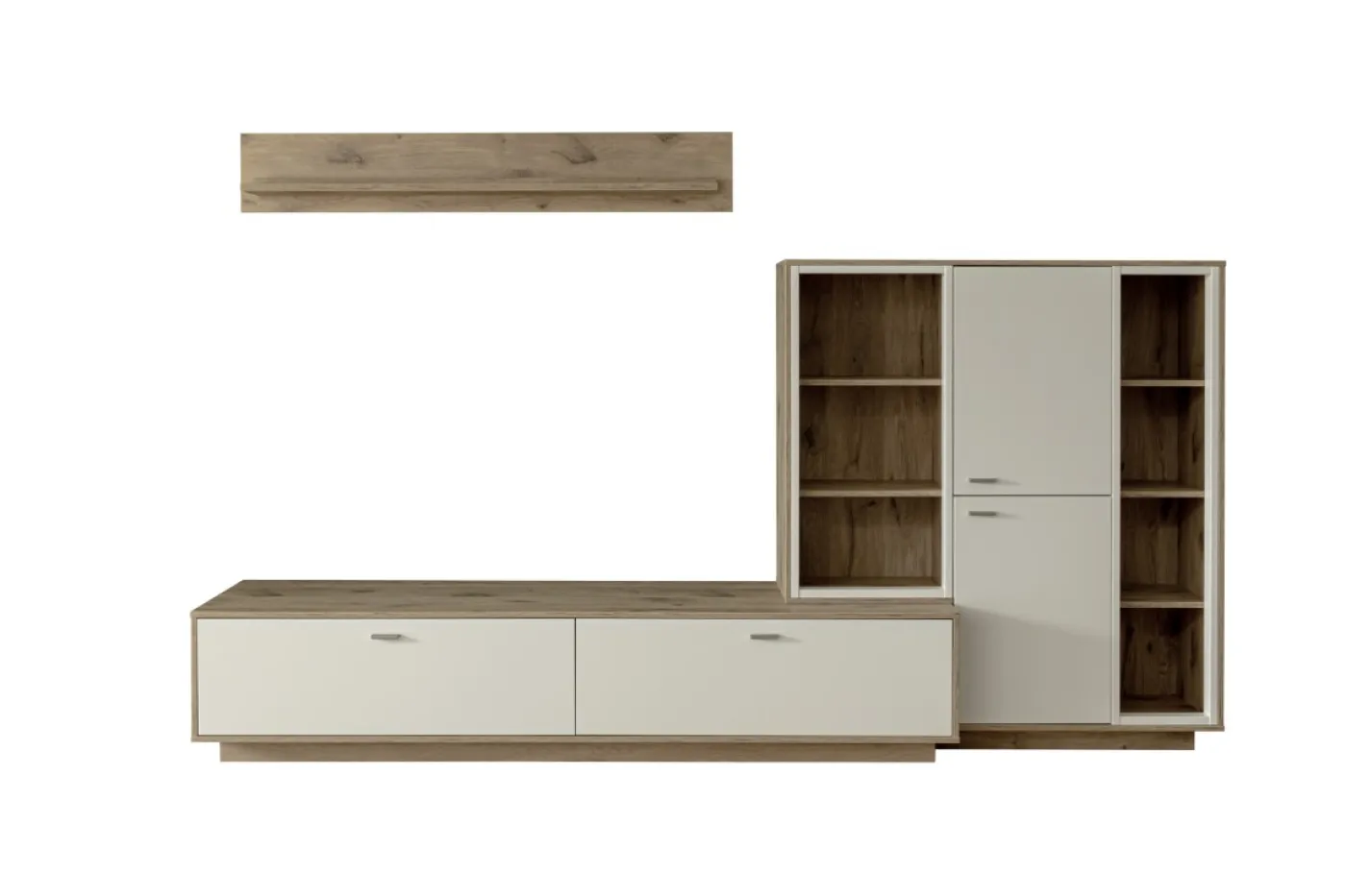 Wohnkombination Santerno 2 | Soft white / Viking Oak | 3-teilig | Komplettset