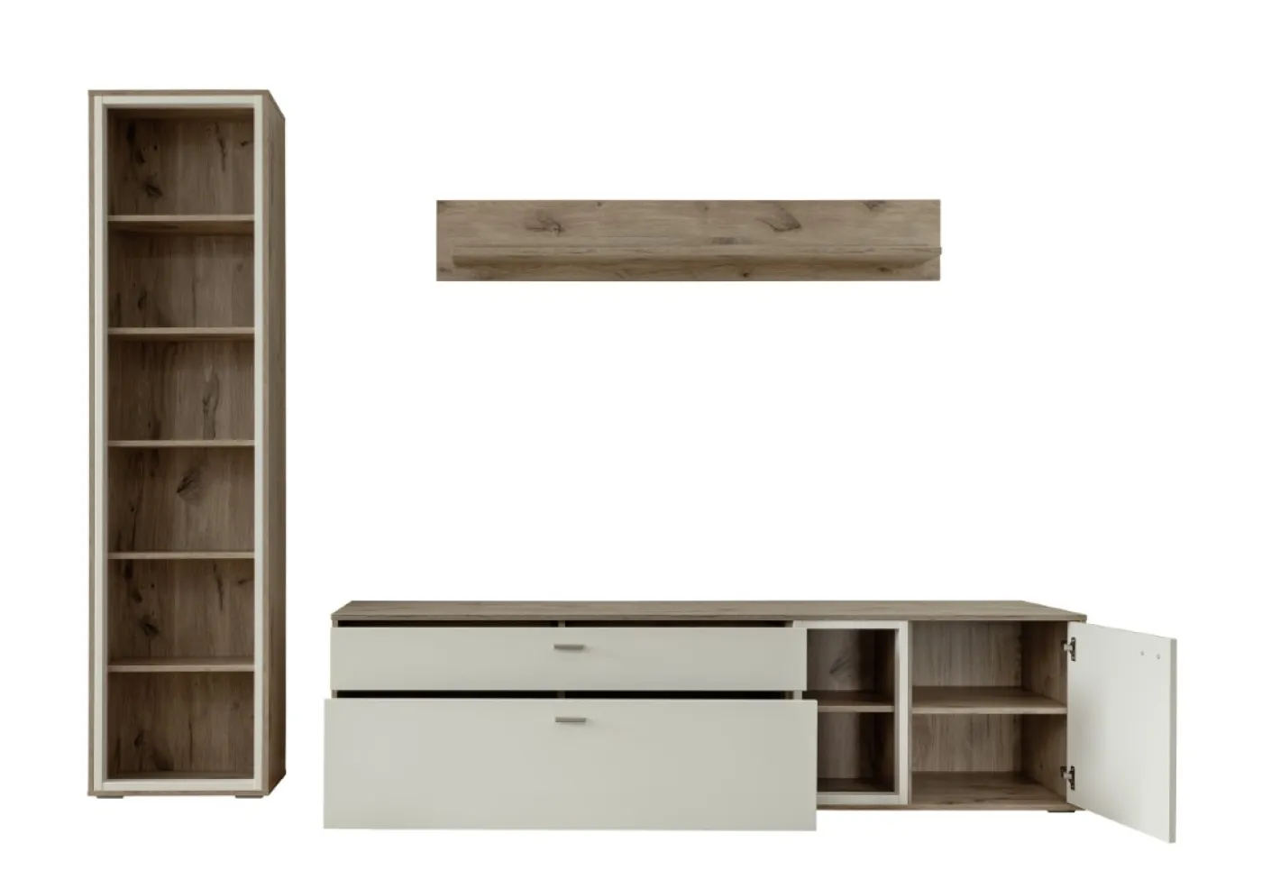 Wohnkombination Santerno | Soft white / Viking Oak | 3-teilig