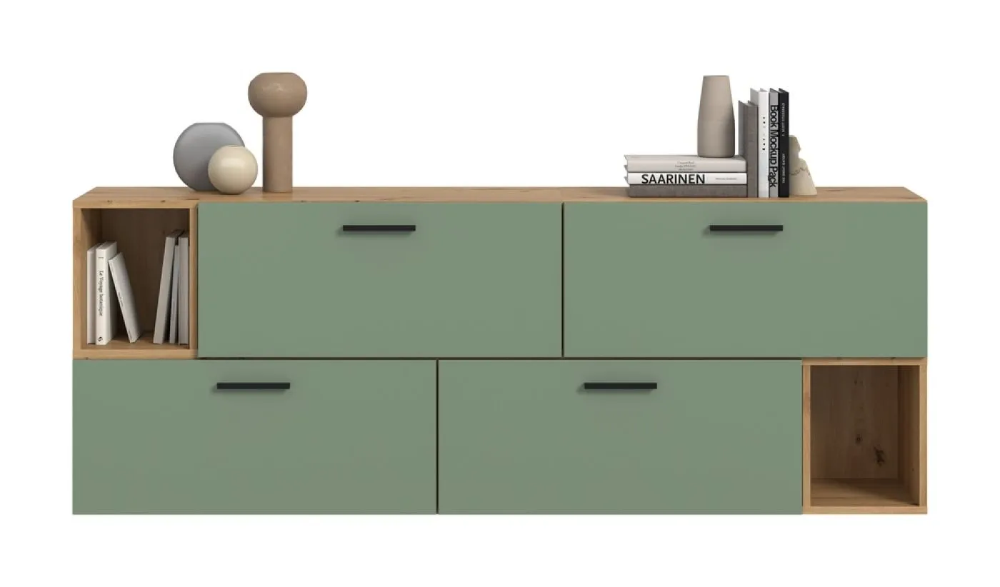 Wohnkombination The One 1 | 6-teilig | Artisan Eiche / Smoke Green