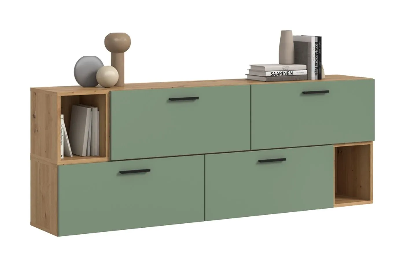 Wohnkombination The One 1| 6-teilig | Artisan Eiche / Smoke Green ohne