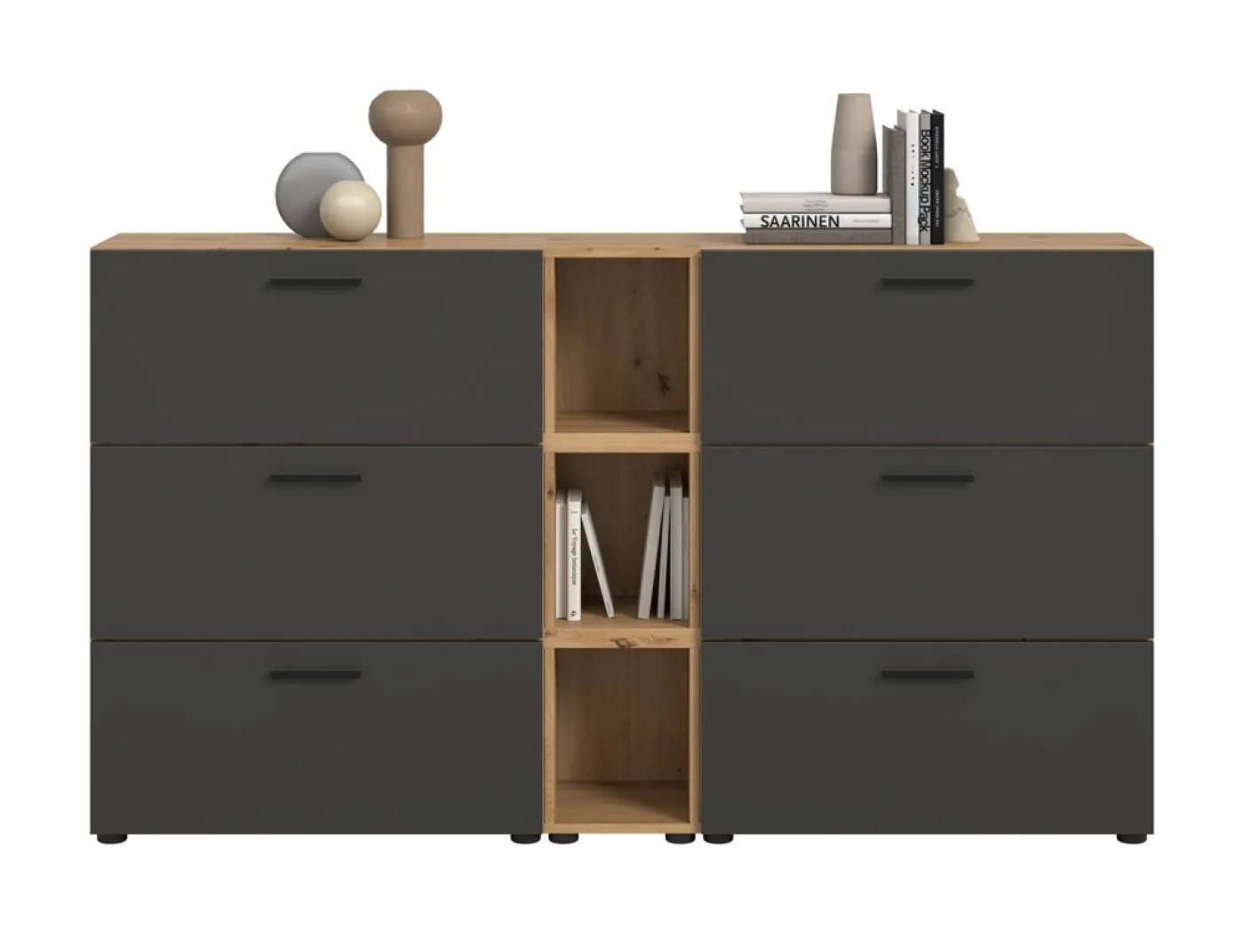 Wohnkombination The One 1 | 9-teilig | Artisan Oak / Basalt grau