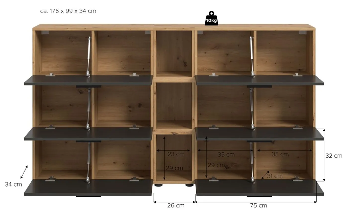 Wohnkombination The One 1 | 9-teilig | Artisan Oak / Basalt grau