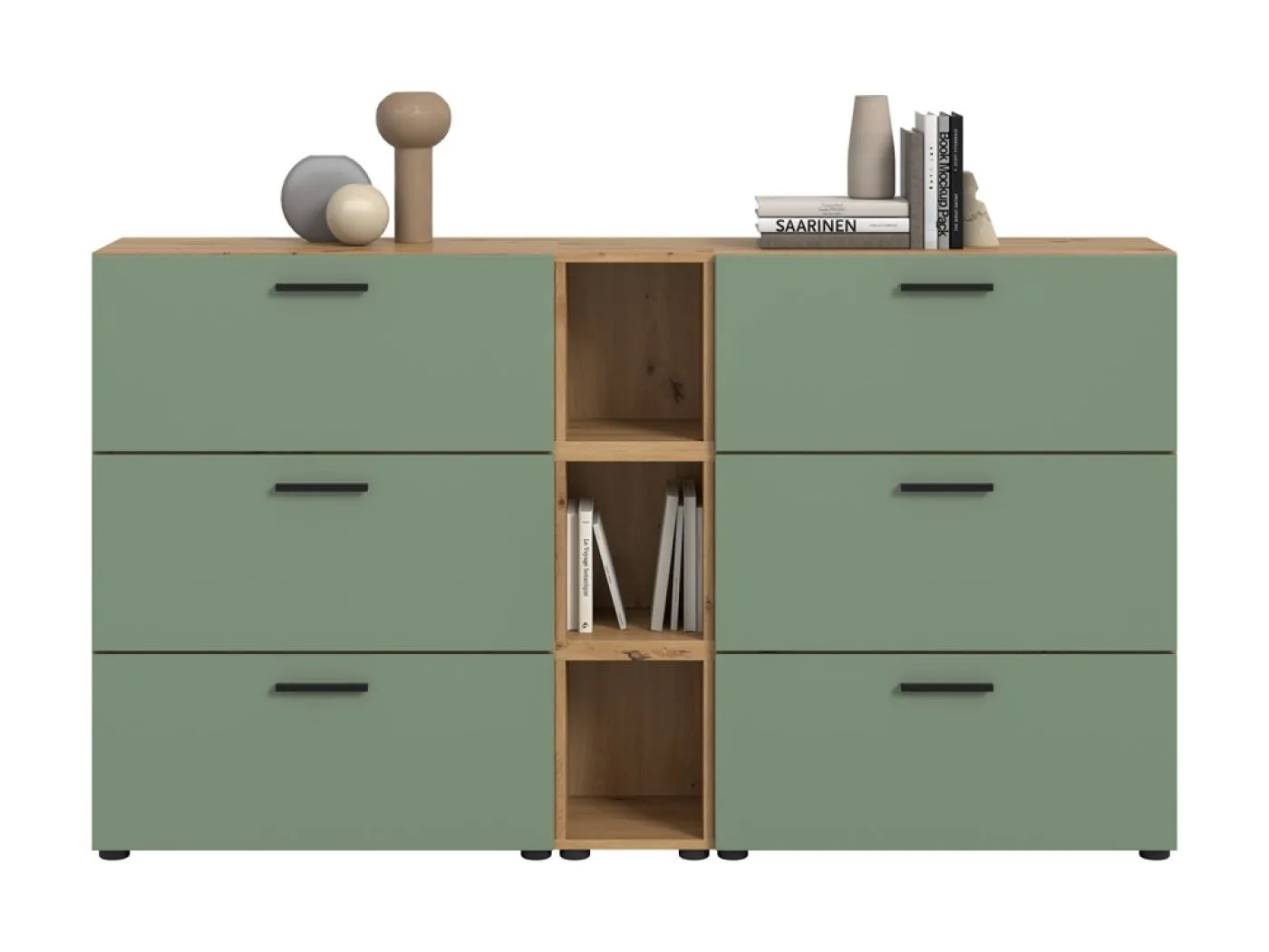 Wohnkombination The One 1 | 9-teilig | Artisan Oak / Smoke Green