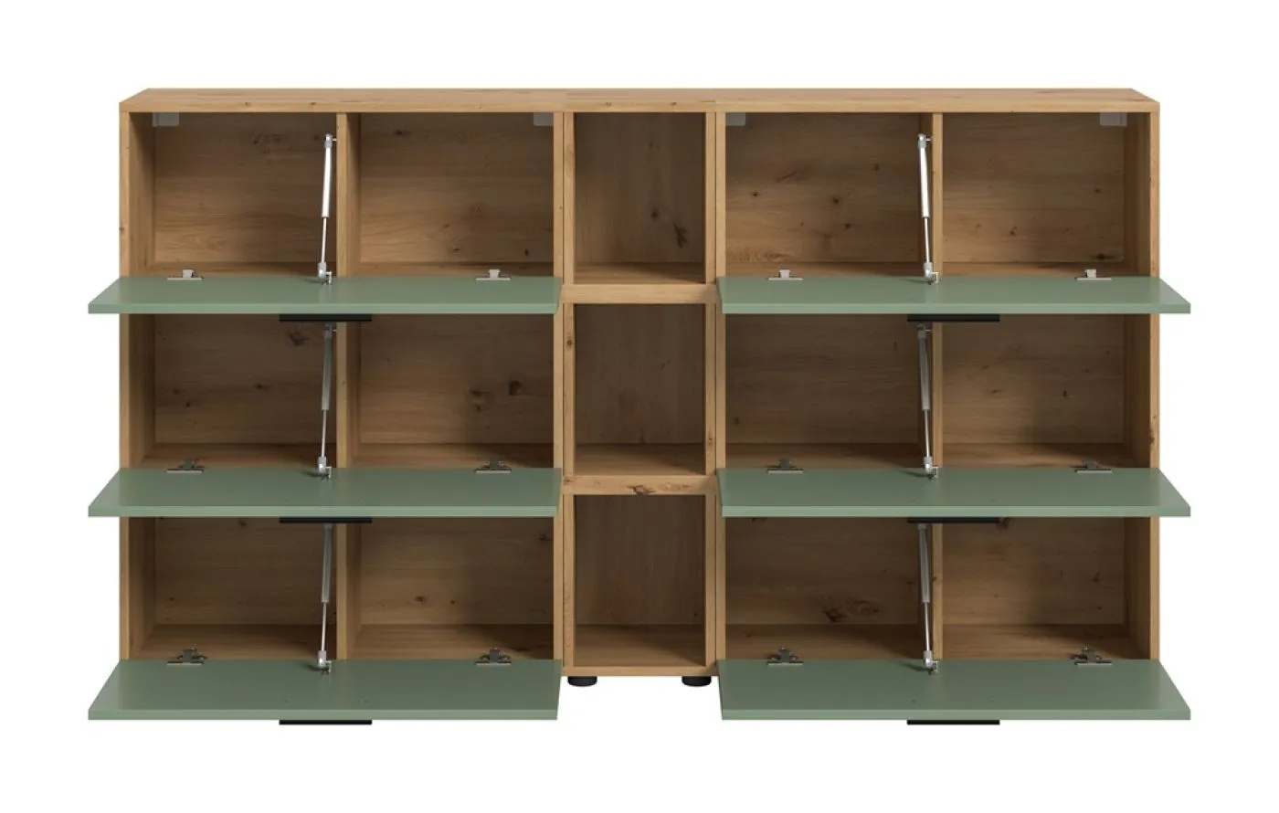 Wohnkombination The One 1 | 9-teilig | Artisan Oak / Smoke Green ohne