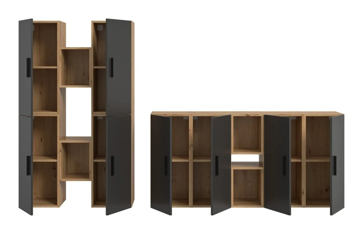 Wohnkombination The One | 12-teilig | Artisan Oak / Basalt grau Komplettset